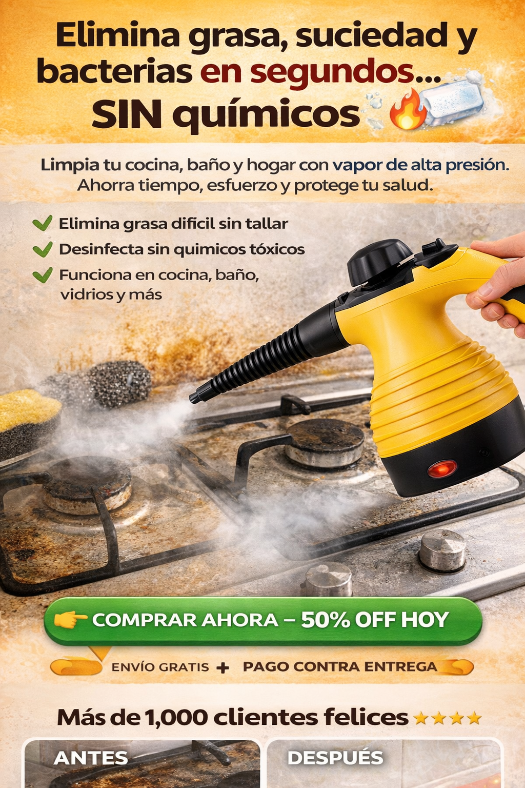 LIMPIADOR A VAPOR PORTATIL MULTIUSOS
