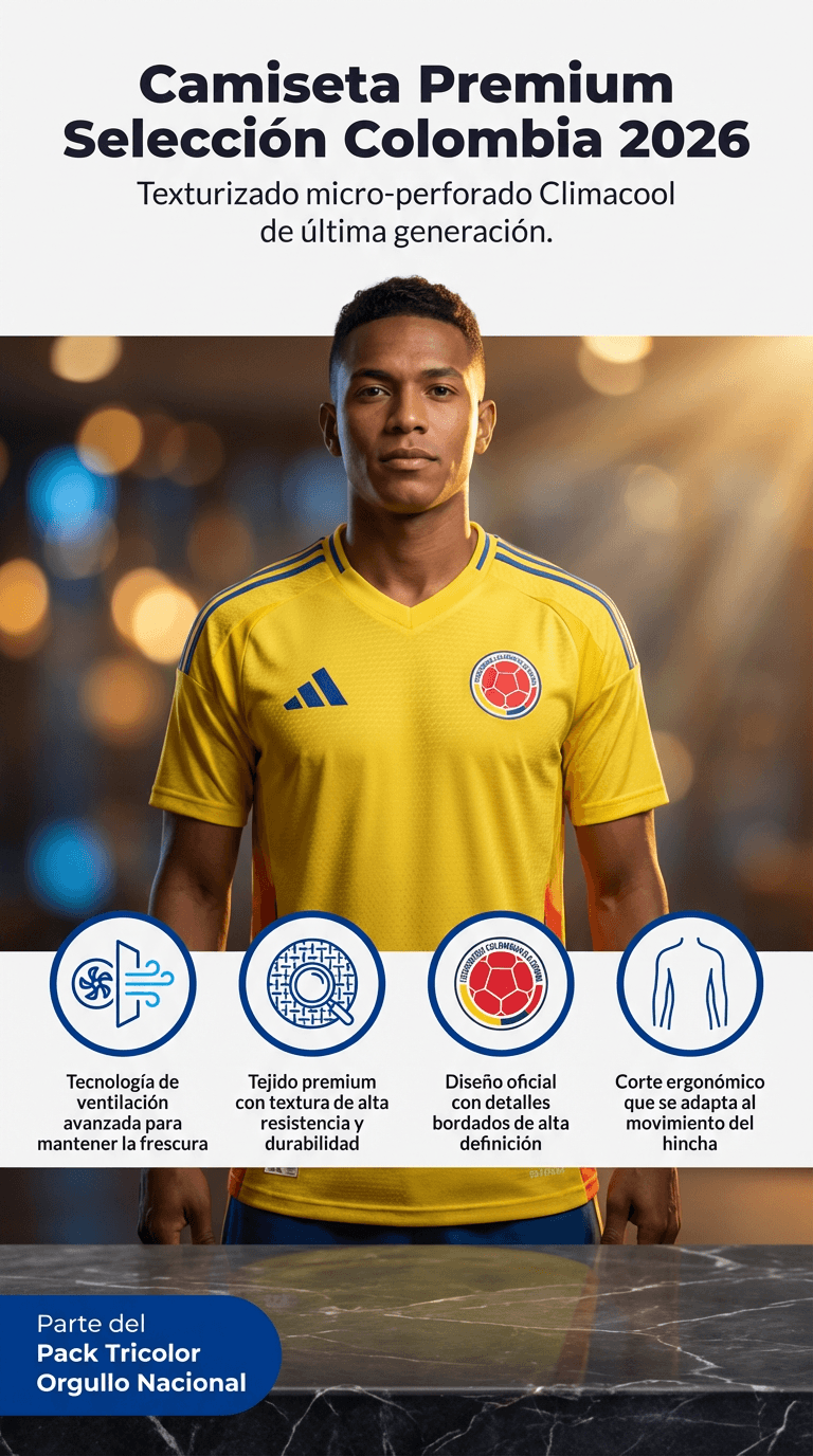 “CAMISETA Y GORRA PREMIUM SELECCIÓN COLOMBIA 26 🇨🇴 – Lleva el Orgullo en la Piel con Estilo y Calidad Profesional