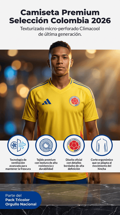 “CAMISETA Y GORRA PREMIUM SELECCIÓN COLOMBIA 26 🇨🇴 – Lleva el Orgullo en la Piel con Estilo y Calidad Profesional