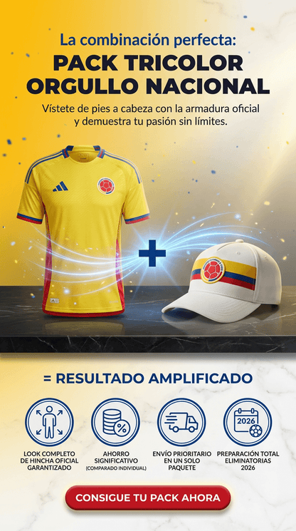 “CAMISETA Y GORRA PREMIUM SELECCIÓN COLOMBIA 26 🇨🇴 – Lleva el Orgullo en la Piel con Estilo y Calidad Profesional